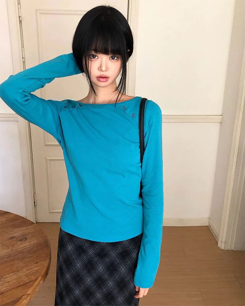 BEIDELLI（ベイデリー）の「[ORIGINAL] Wabi Button-Detail Long-Sleeve Warmer Top（Tops）」