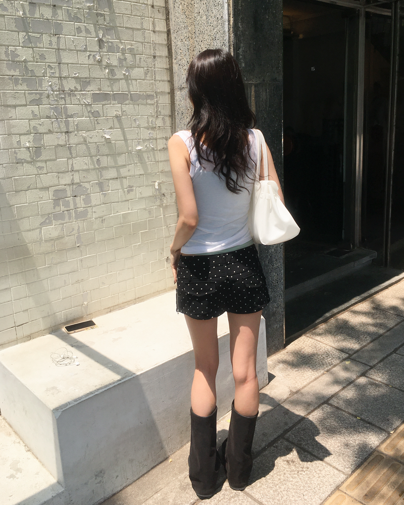 Dot double waist skirt pants