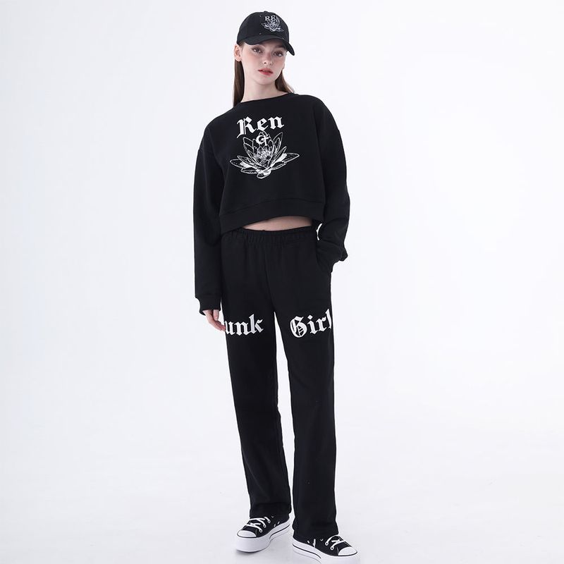 1 0 punk girl jogger pants - BLACK