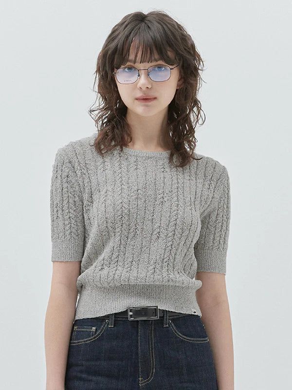 KIRSH（キルシー）の「KIRSH PLAIN BACK HOLE POINT KNIT - GRAY （Tops）」