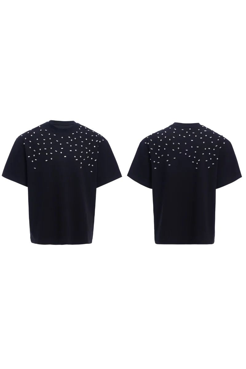 Hand-Sewn Rhinestone Cotton Tee