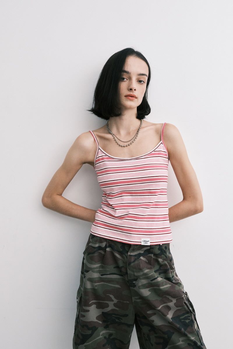 stripe sleeveless (pink)