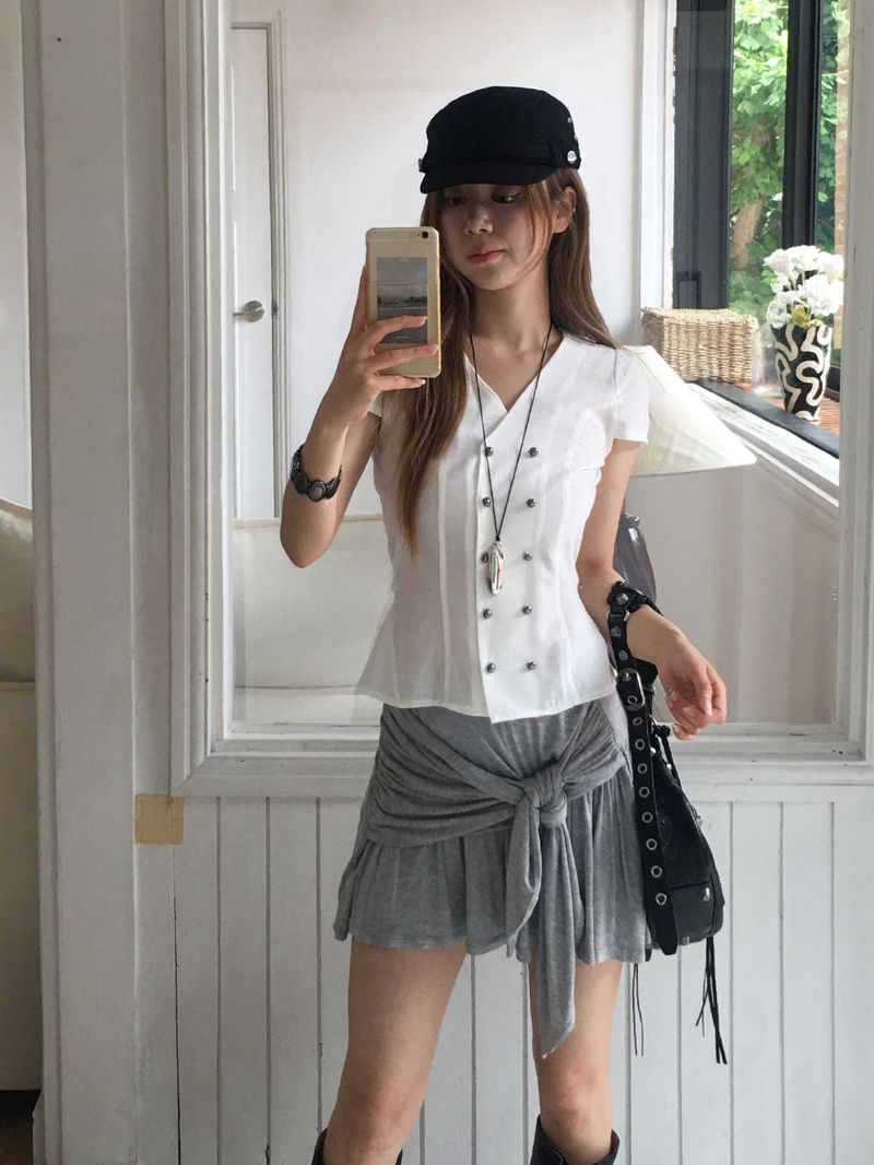 Beagles shirring mini skirt
