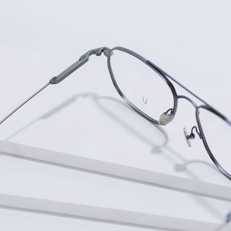 Knouun Square titanium glasses CODE. 102. G Silver