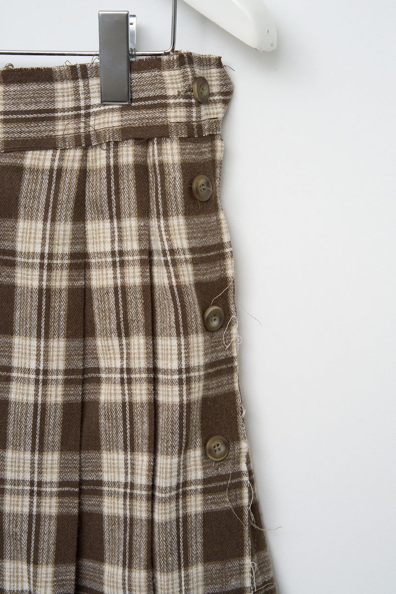 (W) Kite Cutting Checked Skirt
