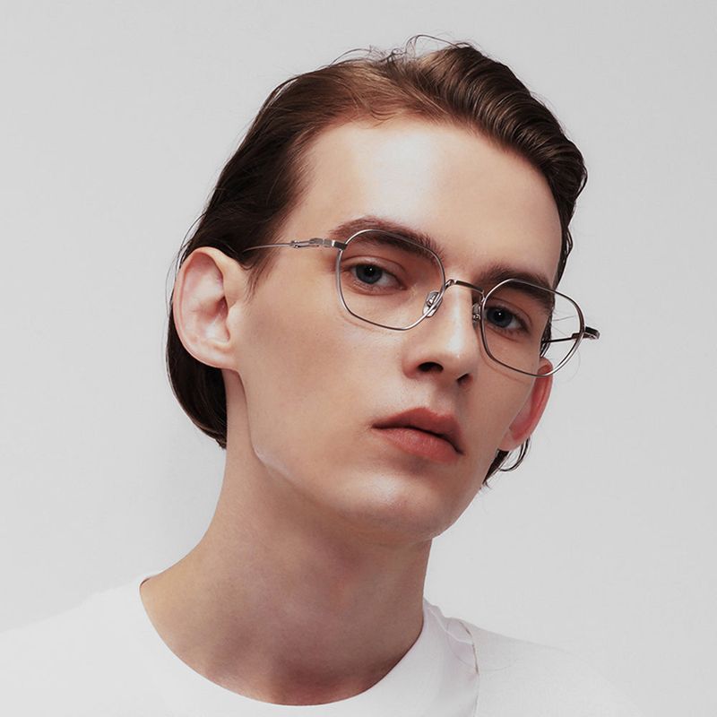 Knouun Square titanium glasses CODE. 102. A Silver