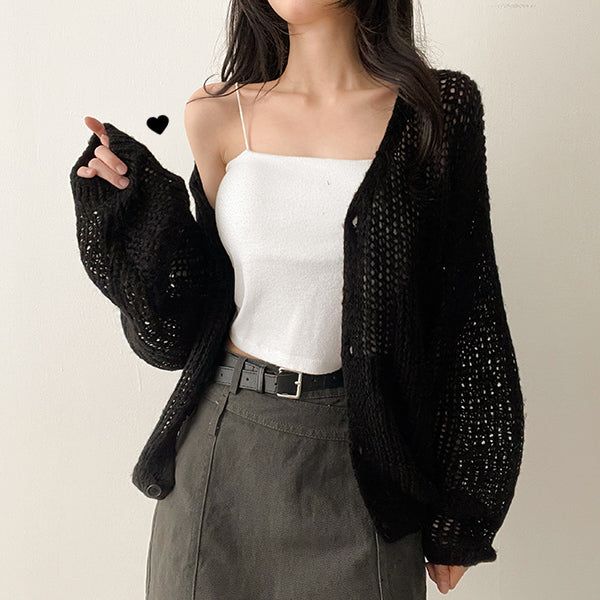 Notts Loose Fit V-Neck Thin Fit Knit Cardigan (6 colors)
