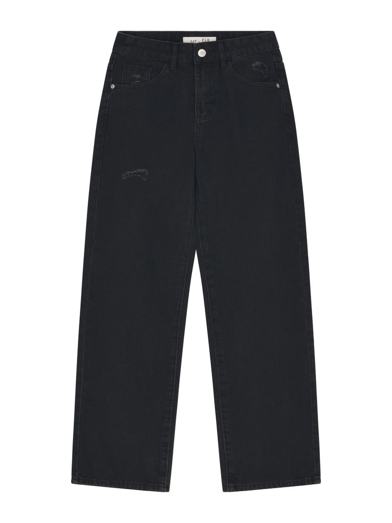 ur.fit（オールフィット）の「RIBBON SEMI-WIDE BLACK DENIM PANTS code 18318（Pants）」