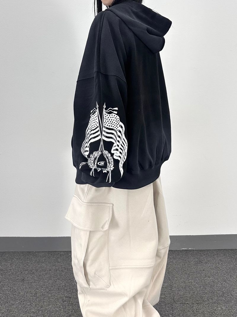 dirty eagle hooded zip-up