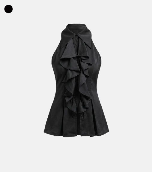Frill tie-neck blouse