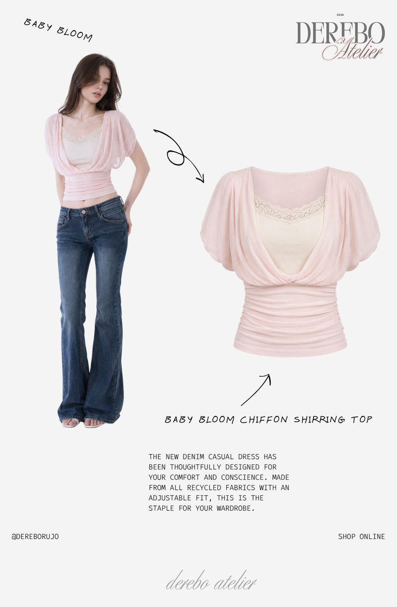 Baby Bloom Chiffon Shirring Top