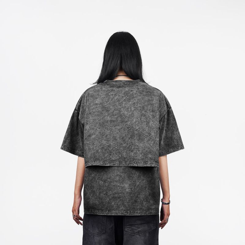 HIERARCHY STUDIOS ENE - Washed Black Layered ENE Boxy Oversized T-Shirt
