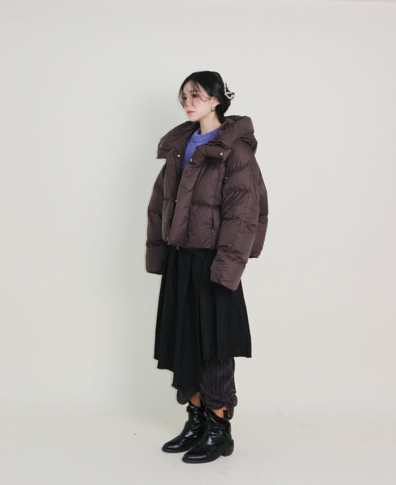 Out String Winter High-Neck Duck-Down Padded Jacket (Light Padded)