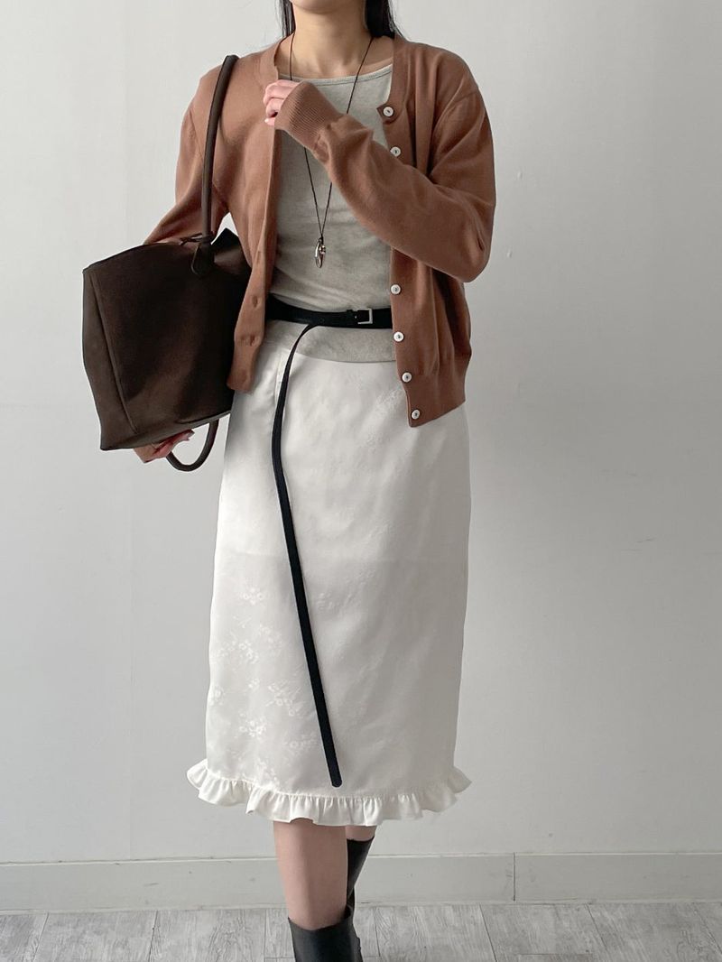 Jacquard satin midi skirt