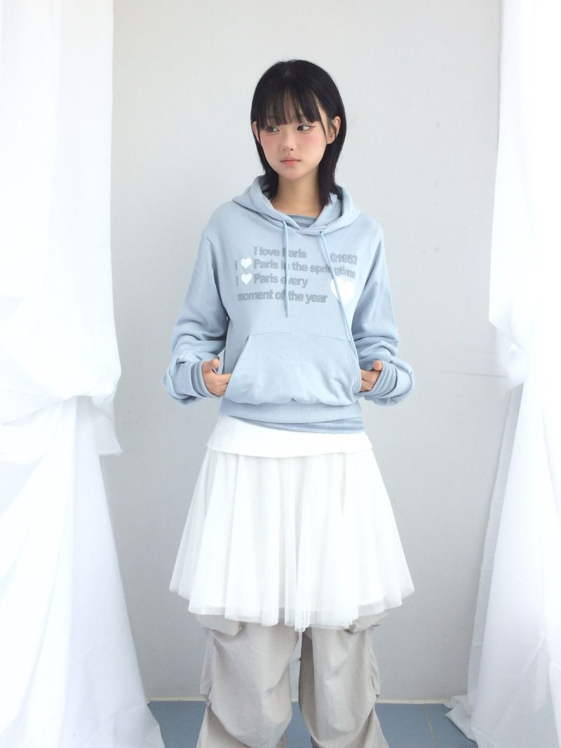 See-through curve layered skirt