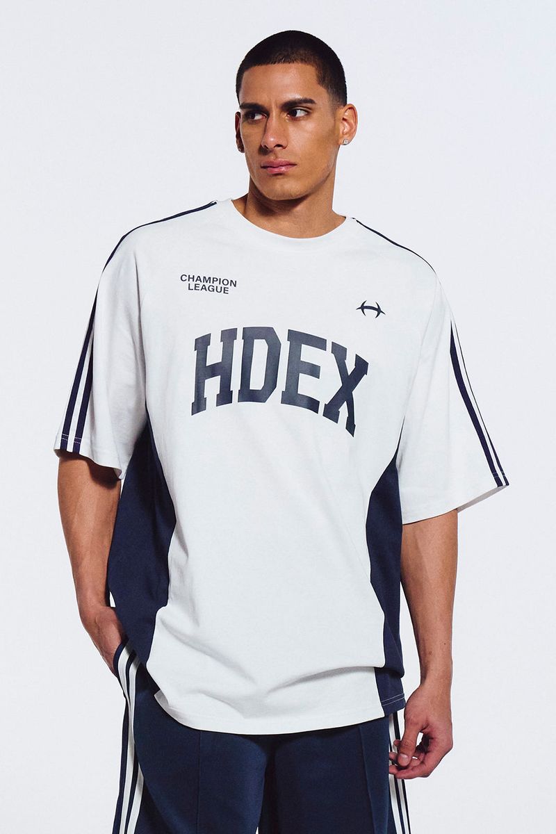 Side Color Block Short Sleeve White