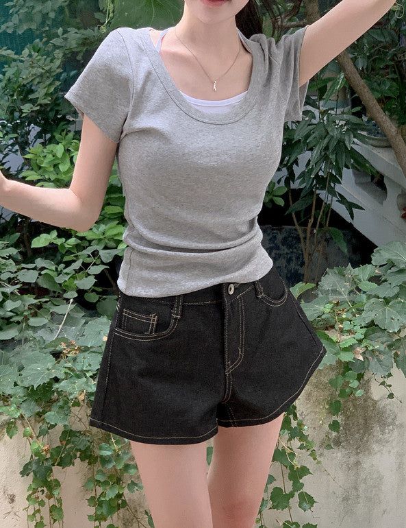 バイオウォッシングベーシックショートスリーブTシャツ(3color)