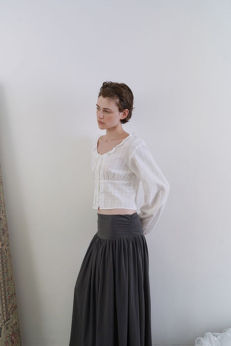 Mona shirring skirt_charcoal