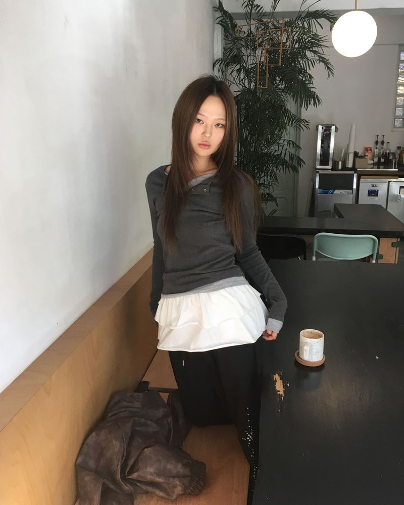 Shirring layered skirt
