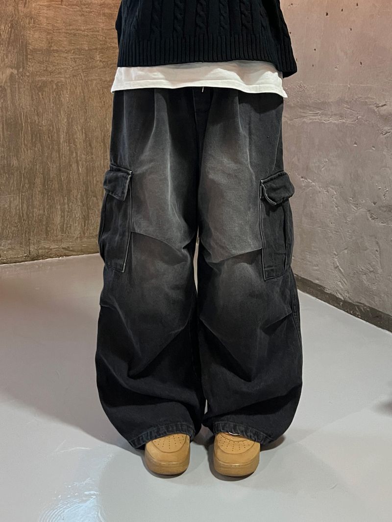 Retro Denim Cargo Pants (2 colors)