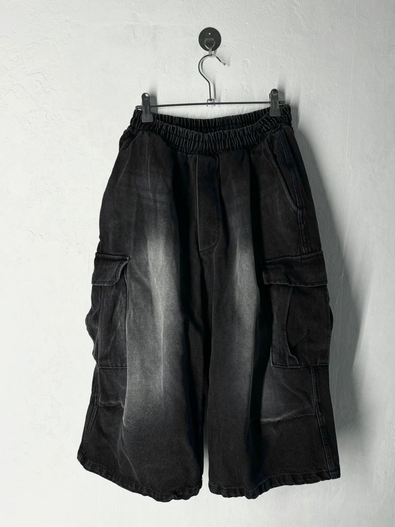 Salt washing cargo bermuda denim pants 3C
