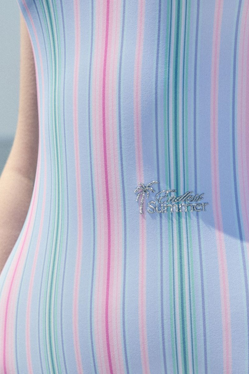 [Milky Stripes_blue cloud] One Piece Swimsuit