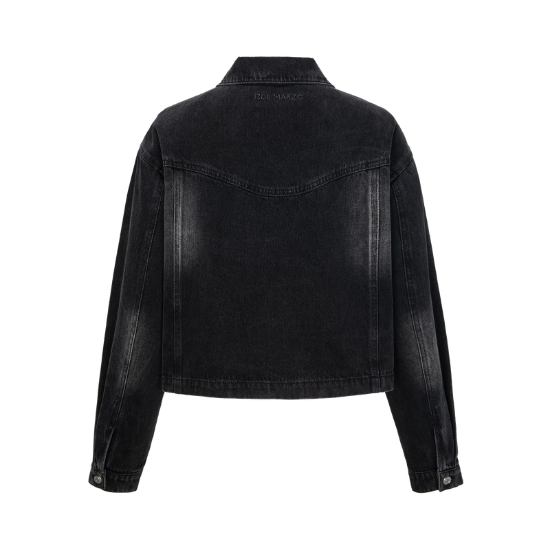 13DE MARZO Denim Frayed Embroidered Jacket