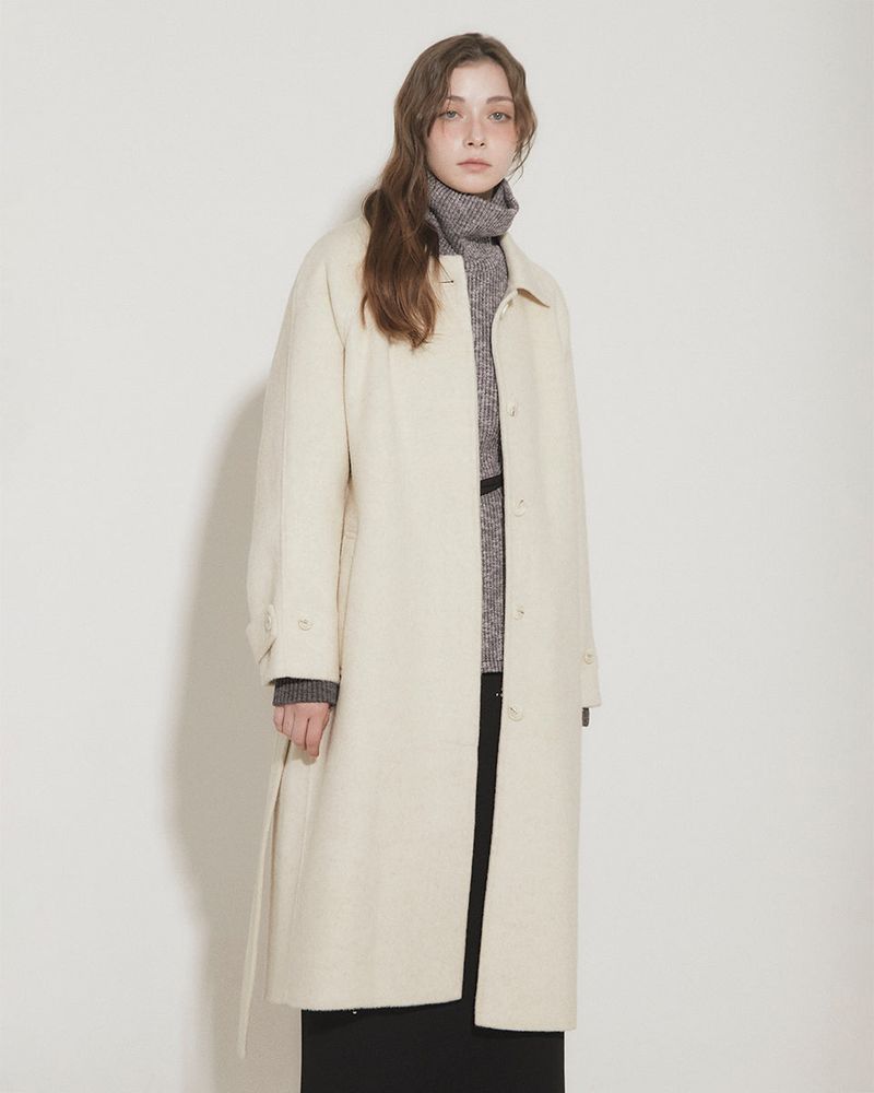 WOOL BALMACAAN COAT [IVORY]