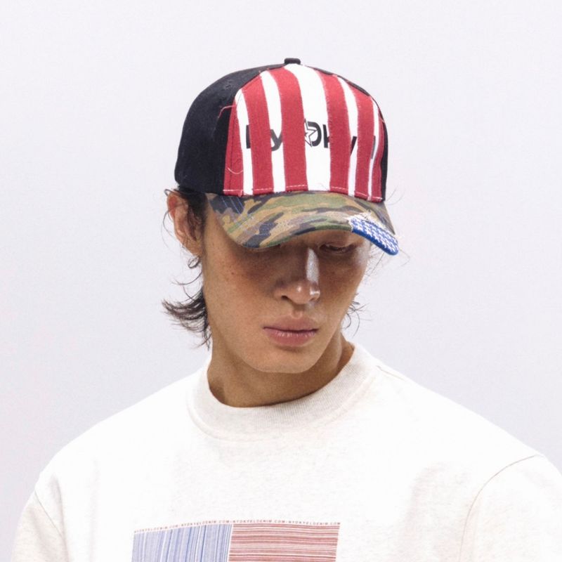 NyDkyel™ Vintage red striped camo patchwork baseball cap