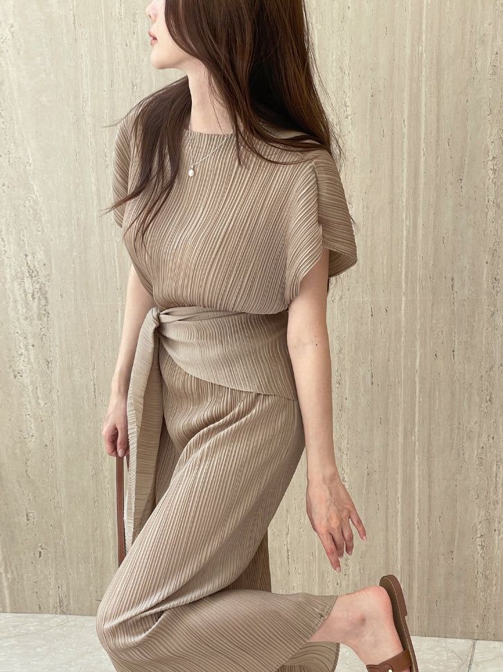 Ella Summer Pleated Maxi One Piece (Scarf Set)