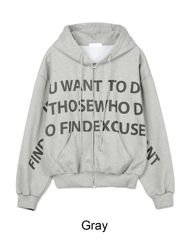 Freno Lettering Hooded Zip-Up