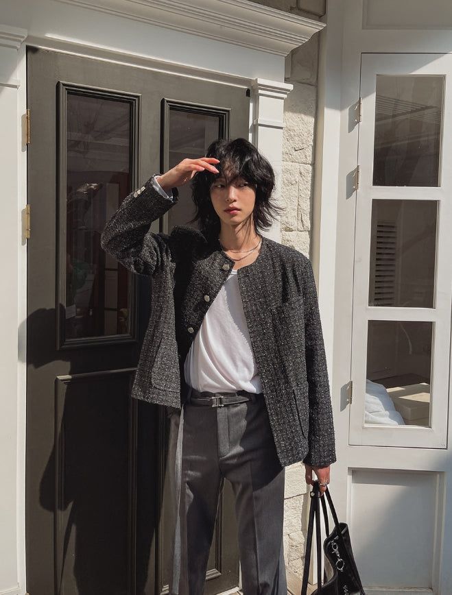 Proi Denim Tweed Round Jacket