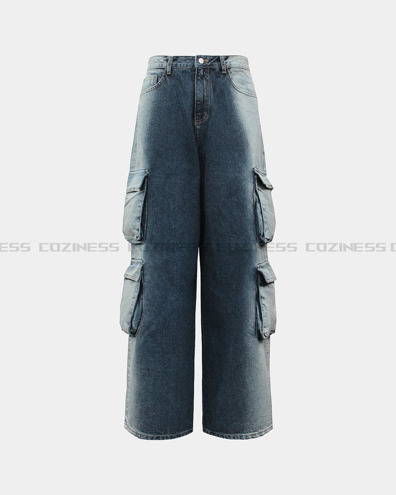 OWN Pantheon Solid Cargo Pocket Denim Pants (2 colors)
