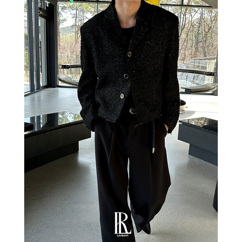 [PREMIUM] Crush glitter tweed jacket(2color)