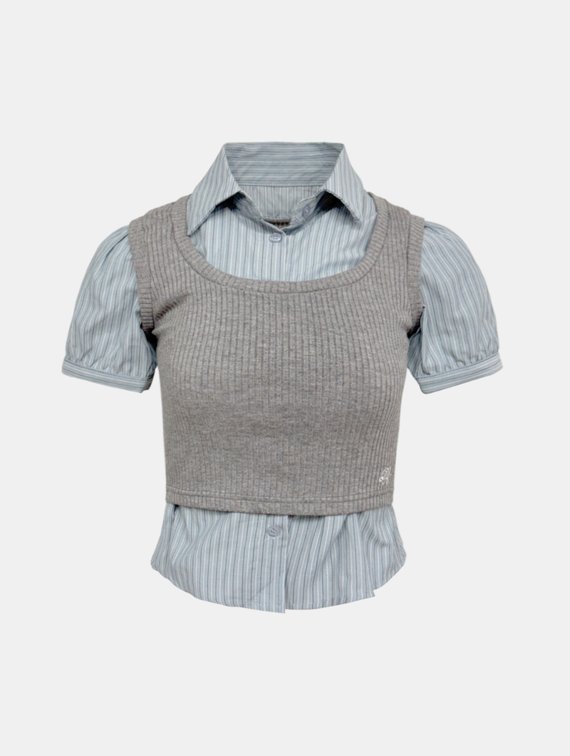 Cozy&Kitsch(コージーアンドキッチ)の「Oxford Layered Knit Shirt(Tops)」