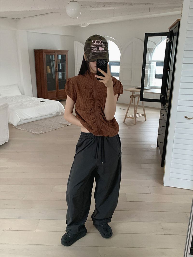 NYLON BIJO SNAP BUTTON PANTS (4C)