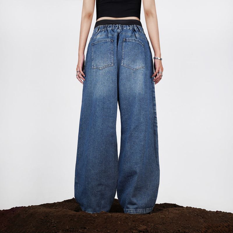 HIERARCHY STUDIOS ENE - Washed Blue Ripped Baggy Denim Jeans