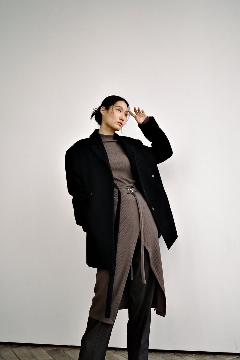 Fuzzy heavy wool coat, Black