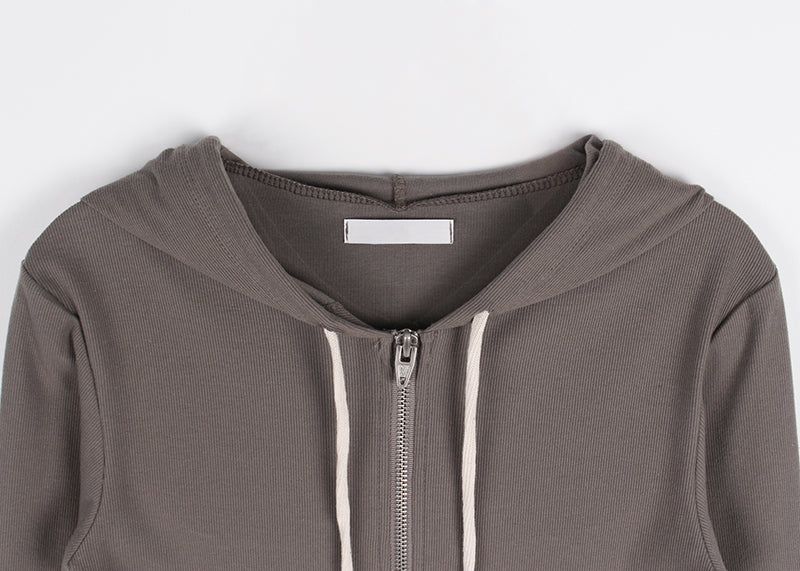 RIB SLIM HOOD ZIP-UP