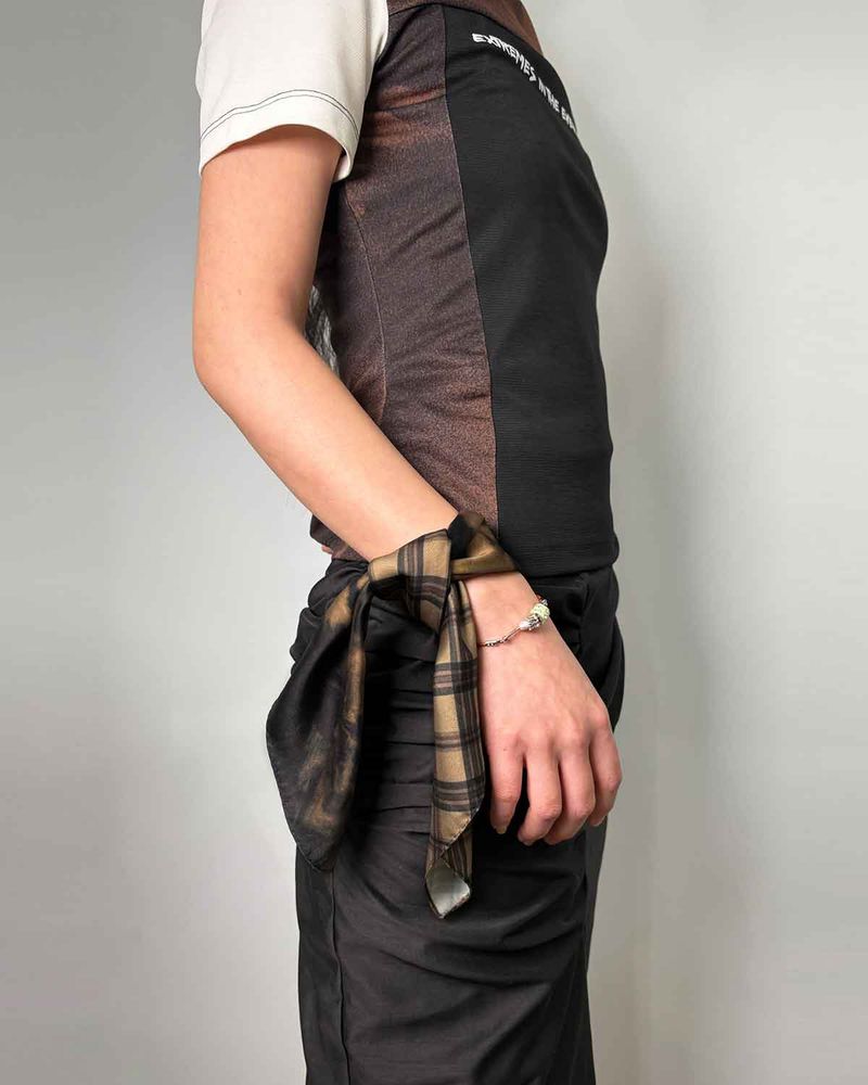 Half&Half Plaid Mini Scarf 45 _ BEIGE