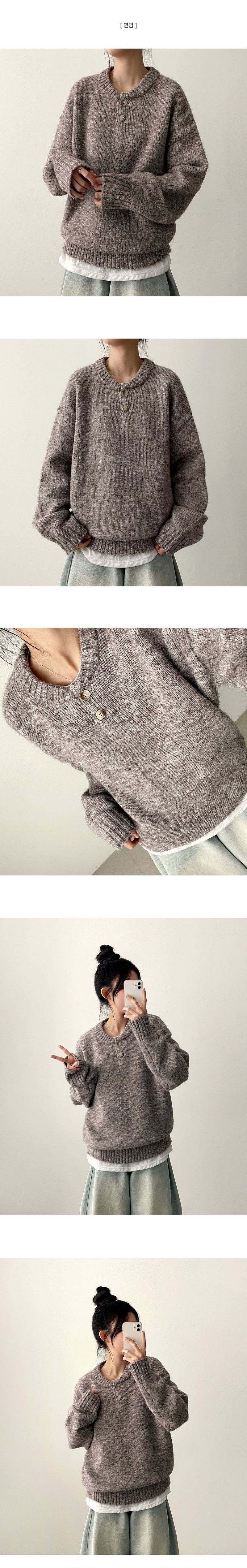 Dove Dotom Henry Neck Snap Round Knit
