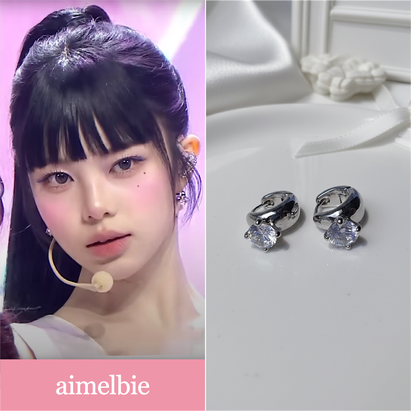 [Hearts2Hearts Ian Piercing] ダイアモンドリングハギーズピアス - Silver Color