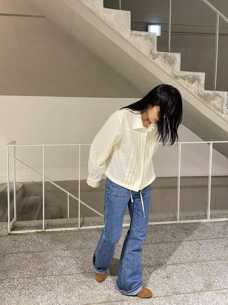 Lumiere string pintuck blouse