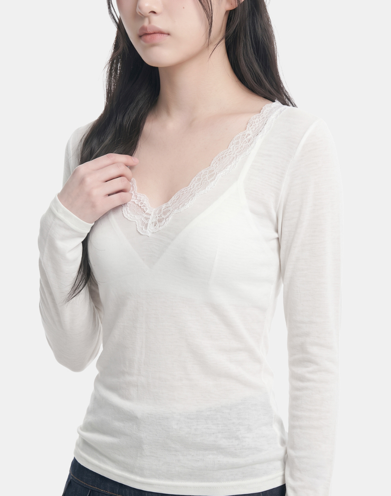 Irene Lace V-Neck Tee