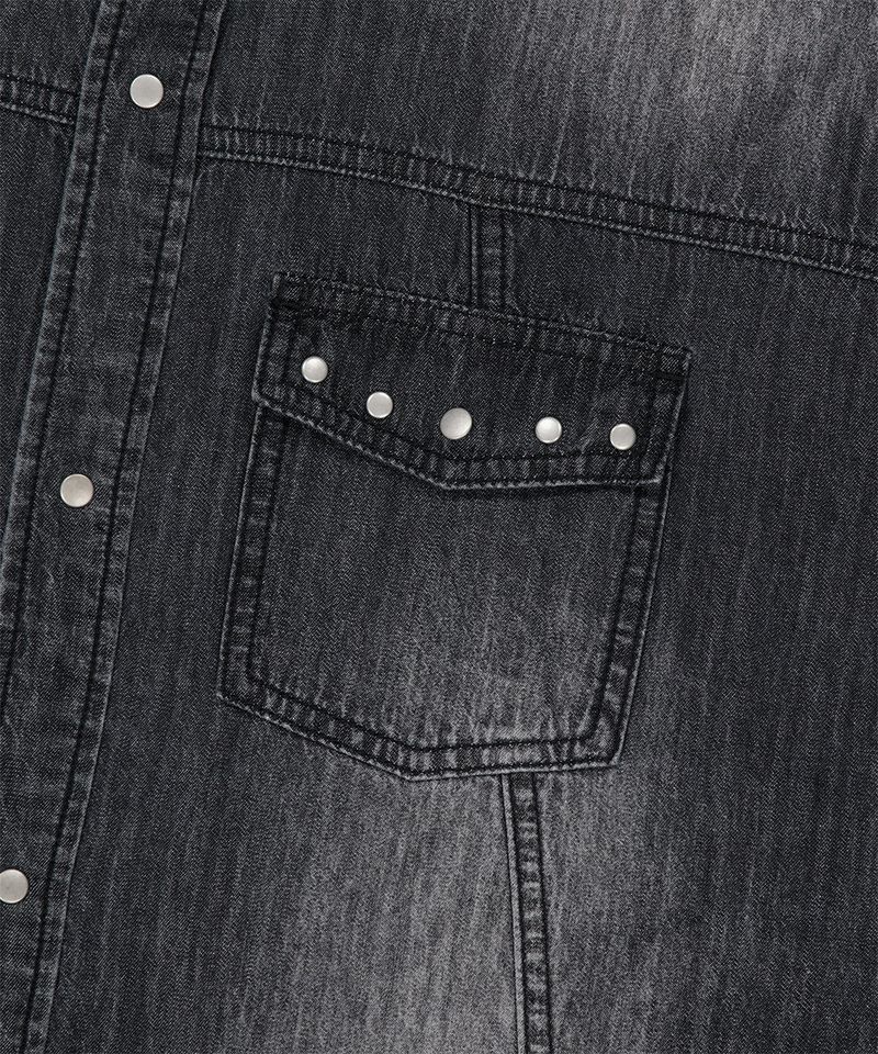 DENIM STUD HALF SHIRT