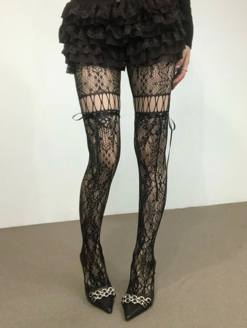 Ribbon Strap Mesh Stocking(4colors)