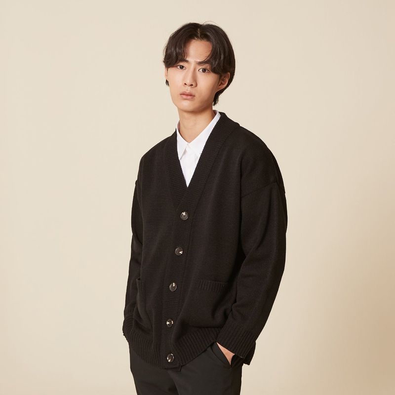 BASIC KNIT CARDIGAN_BLACK