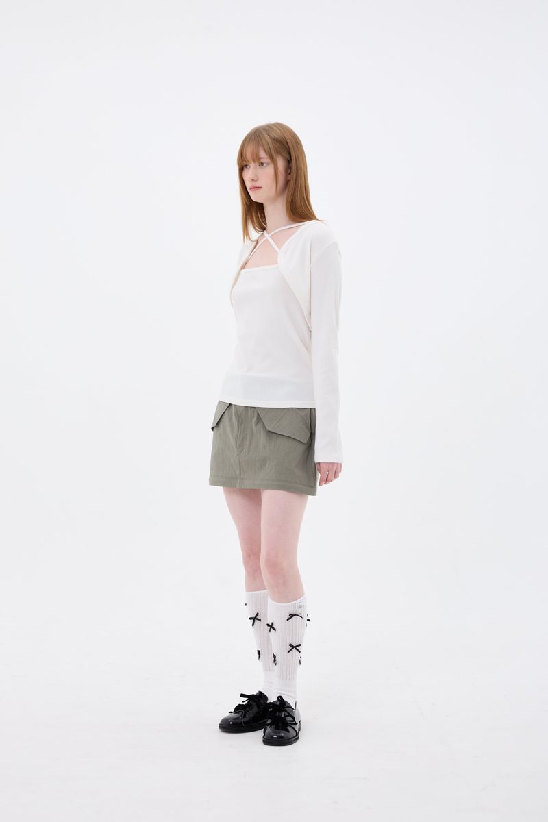DOUBLE CUT CAGO SKIRT / KHAKI