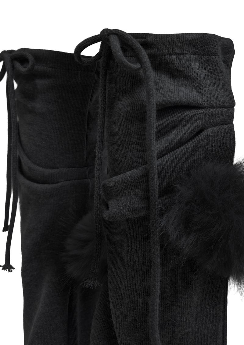  CURVED FUR LEG WARMERS . BLACK
