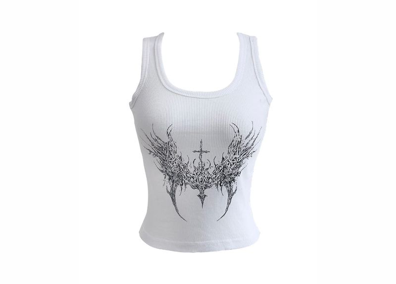 y2k chakra printing ribbed sleeveless (2color)